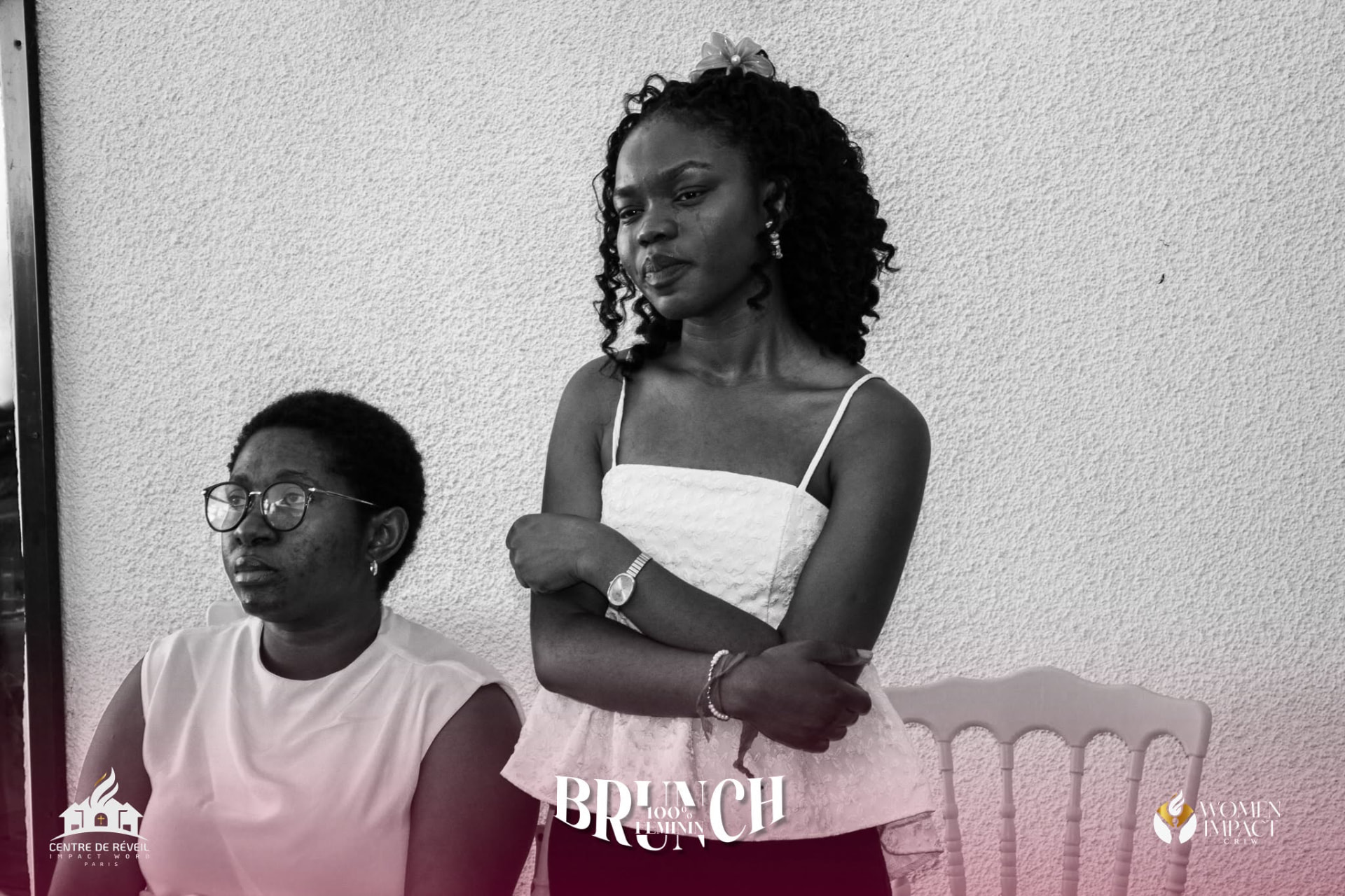 Portrait noir et blanc au Brunch 100% Féminin