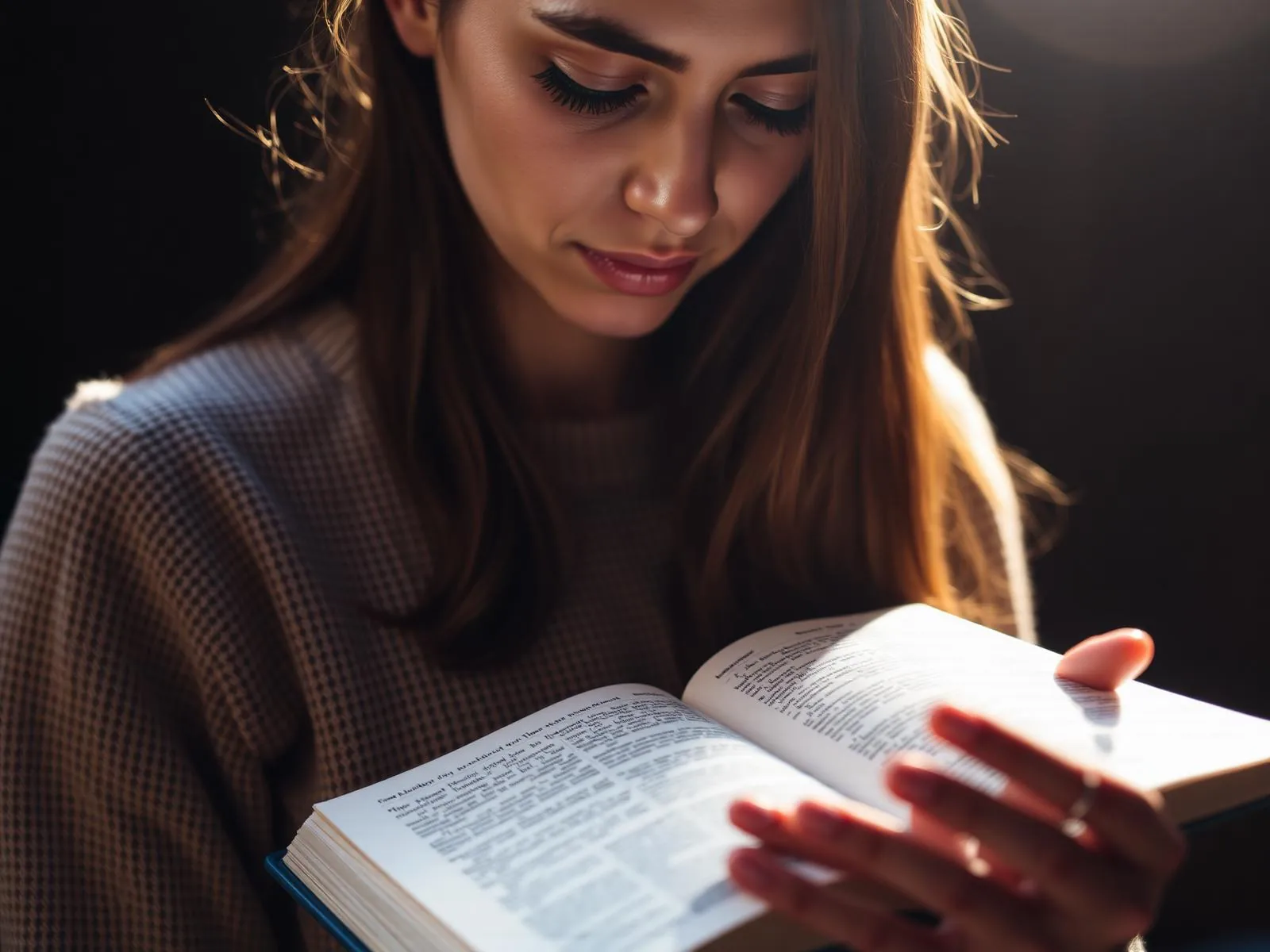 Jeune femme lisant sa Bible